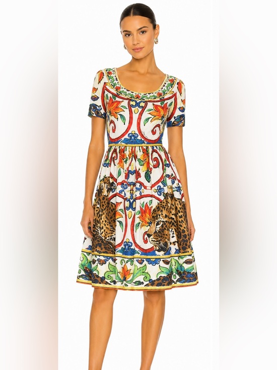 Dolce & Gabbana Dresses & Skirts - Dolce & Gabbana Multicolor Floral & Leopard Print Midi Dress small